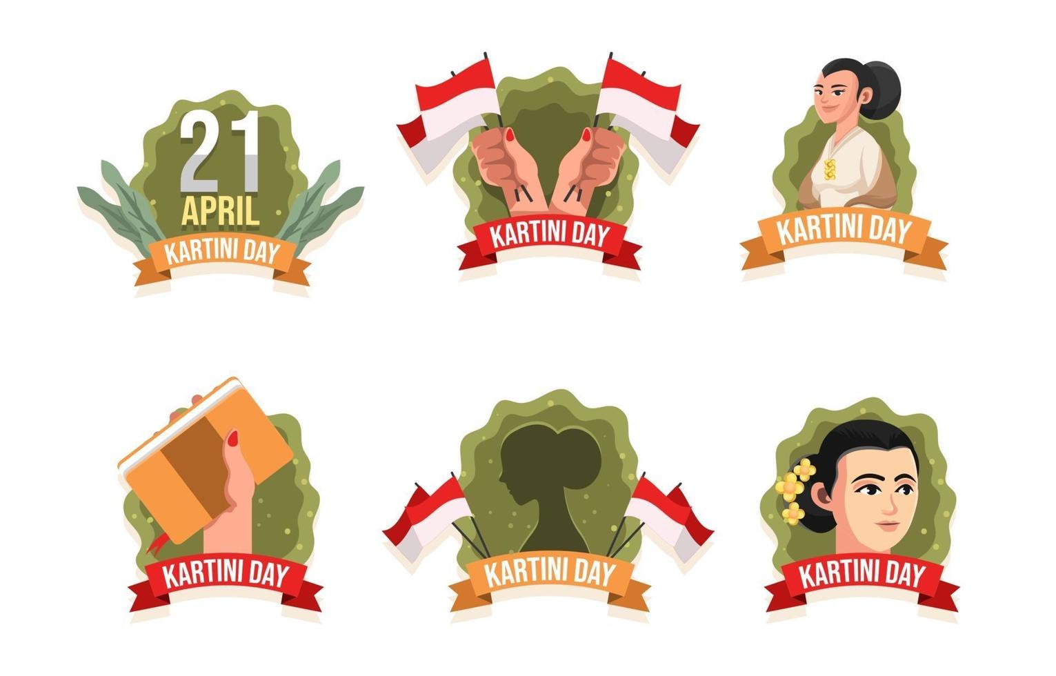 vieren vrouw kartini dag badge vector