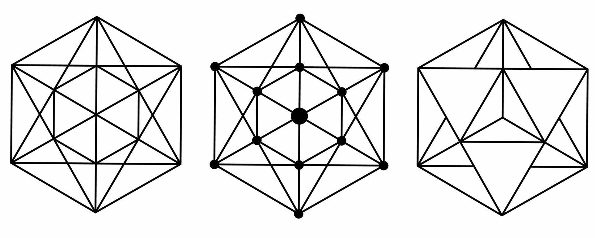 metatron kubus teken reeks geïsoleerd Aan wit achtergrond.merkaba symbool vector