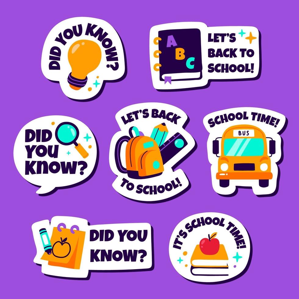 schattig en leuk schoolstickerpakket vector