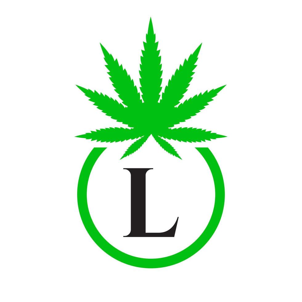 hennep logo teken concept l alfabet symbool voor therapie, medisch en Gezondheid zorg en marihuana logo. vector