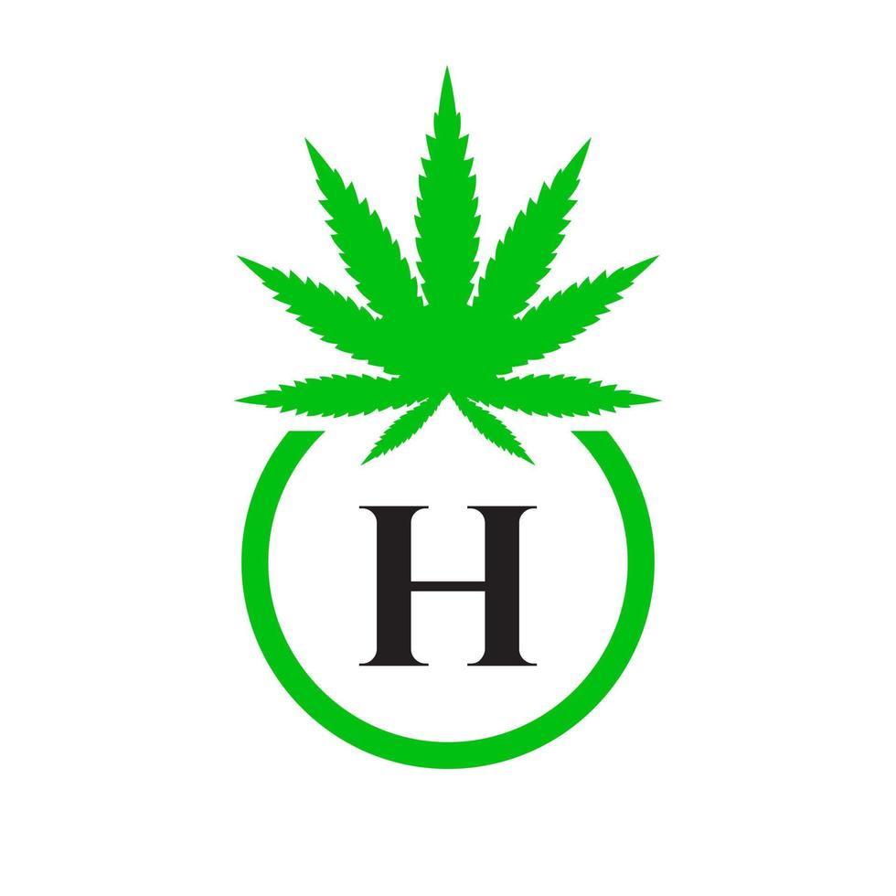 hennep logo teken concept h alfabet symbool voor therapie, medisch en Gezondheid zorg en marihuana logo. vector