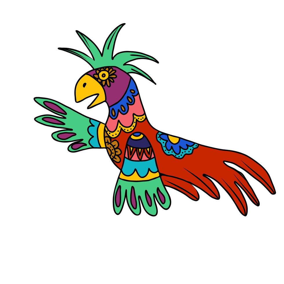 tropisch vogel papegaai. vector hand- getrokken tekening illustratie in Mexicaans stijl.