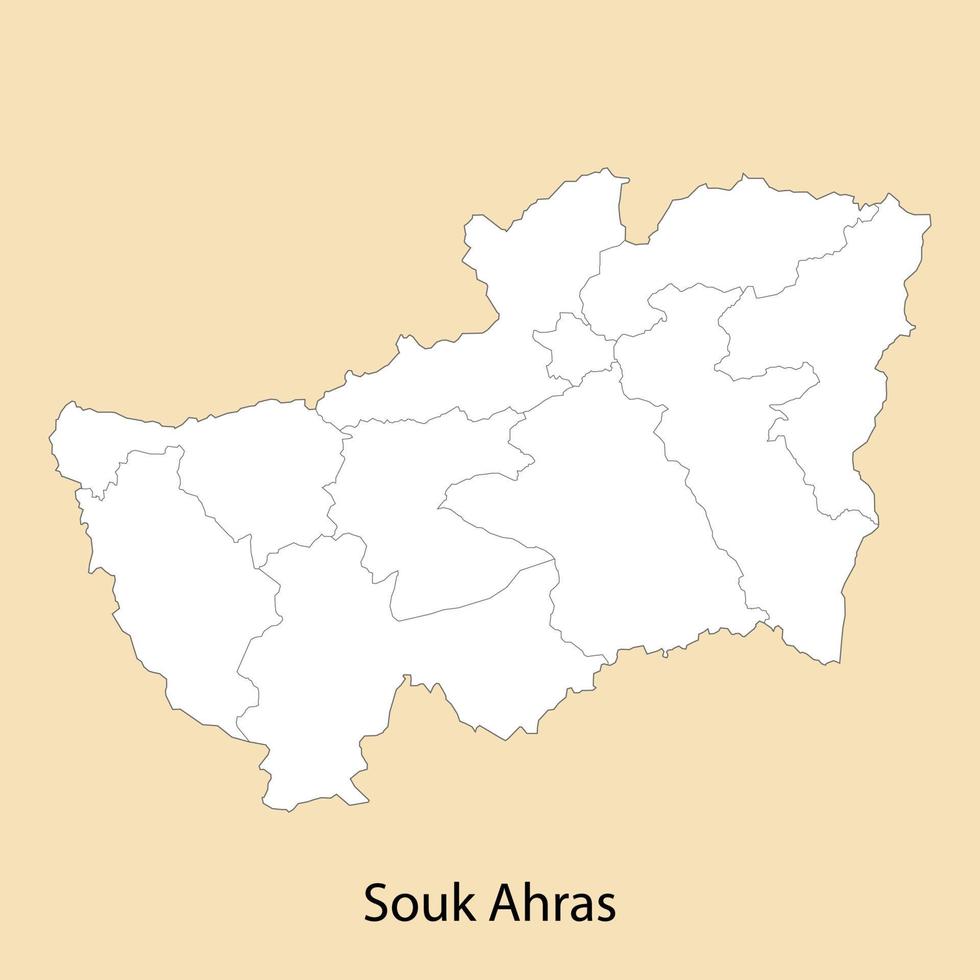 hoog kwaliteit kaart van souk ahras is een provincie van Algerije vector