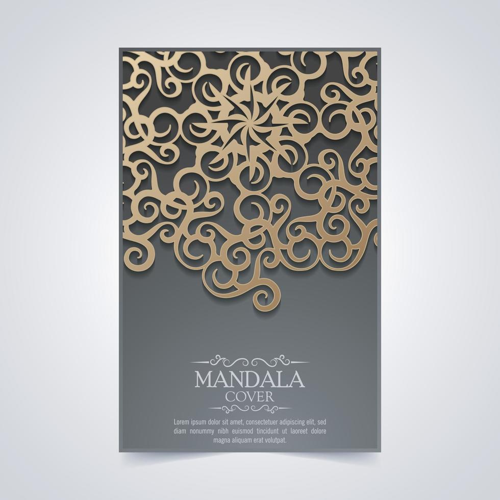 luxe mandala-omslag in donkere kleur vector