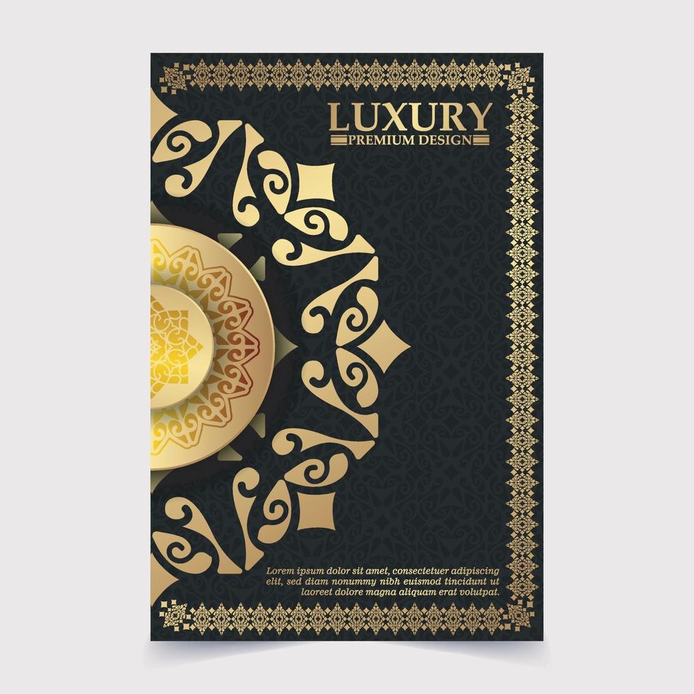 luxe mandala-omslag in donkere kleur vector