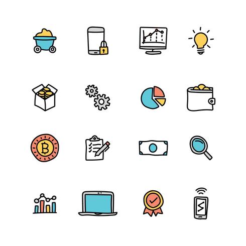 Doodled Set Data Mining Icons vector