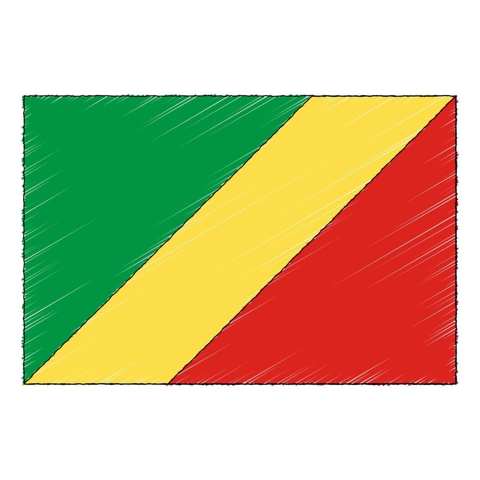 hand- getrokken schetsen vlag van Congo. tekening stijl icoon vector