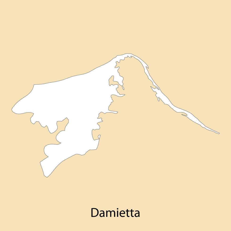 hoog kwaliteit kaart van Damietta is een regio van Egypte vector