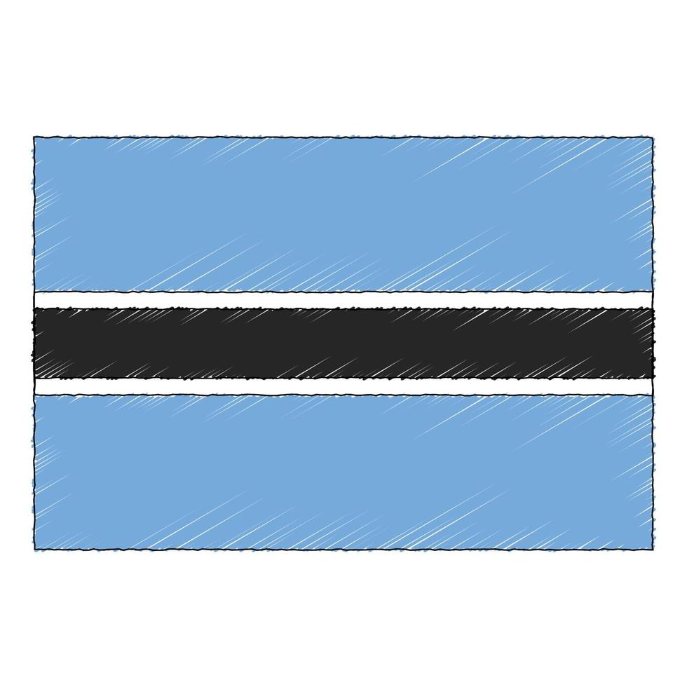 hand- getrokken schetsen vlag van Botswana. tekening stijl icoon vector