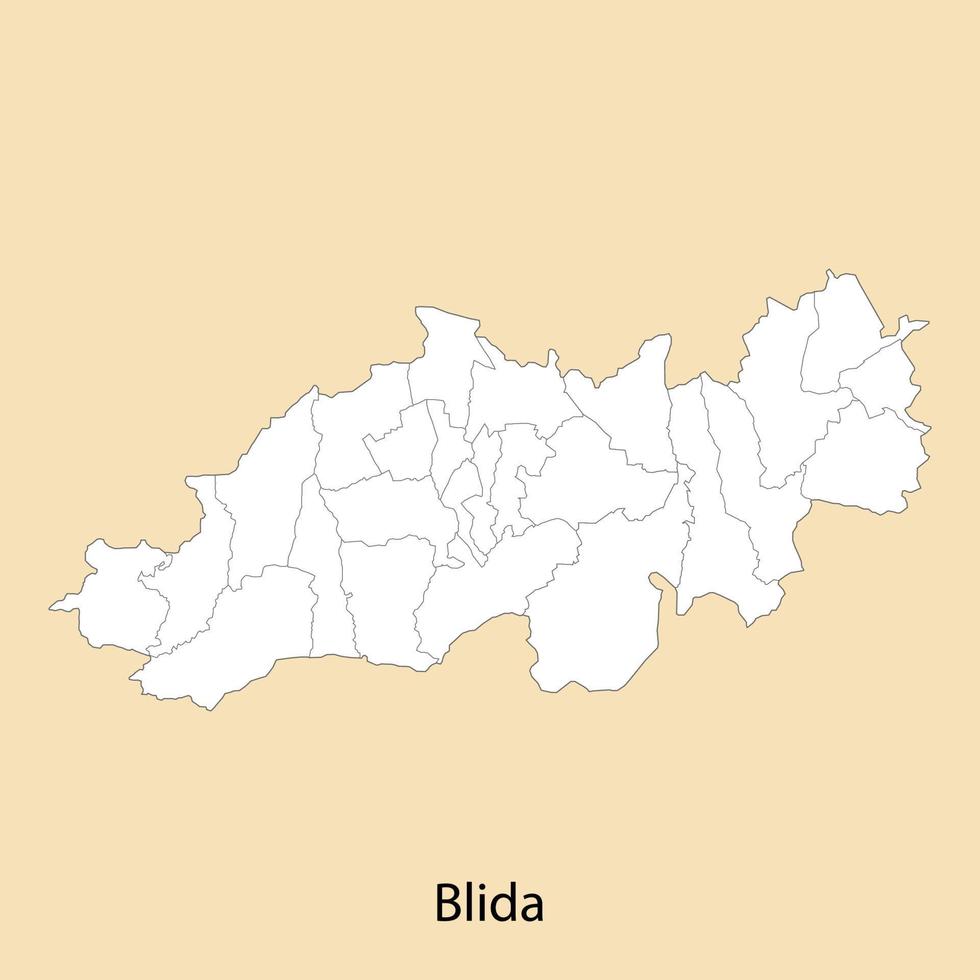 hoog kwaliteit kaart van blida is een provincie van Algerije vector
