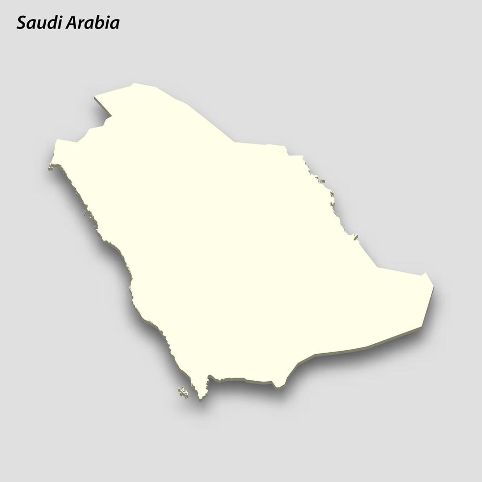 3d isometrische kaart van saudi Arabië geïsoleerd met schaduw vector