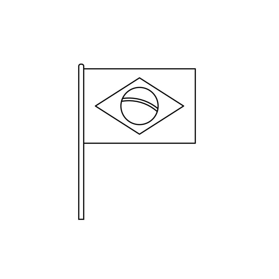 zwart schets vlag Aan van Brazilië. dun lijn icoon vector