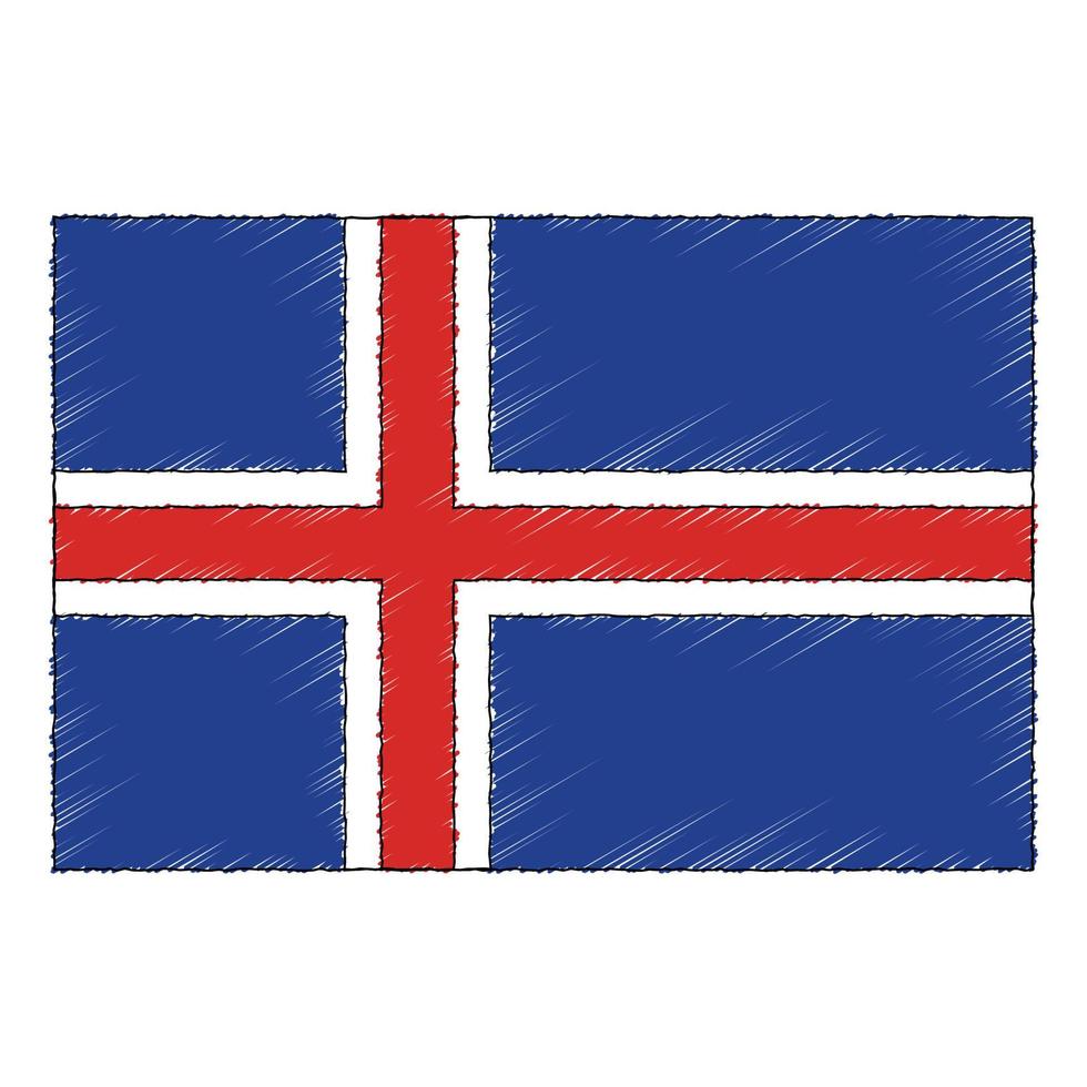 hand- getrokken schetsen vlag van IJsland. tekening stijl icoon vector