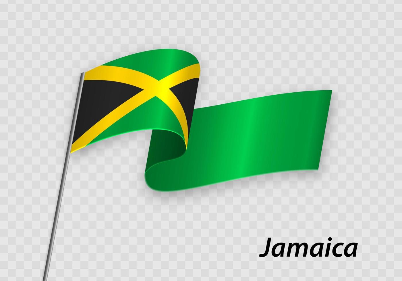 golvend vlag van Jamaica Aan vlaggenmast. sjabloon voor onafhankelijkheid dag vector