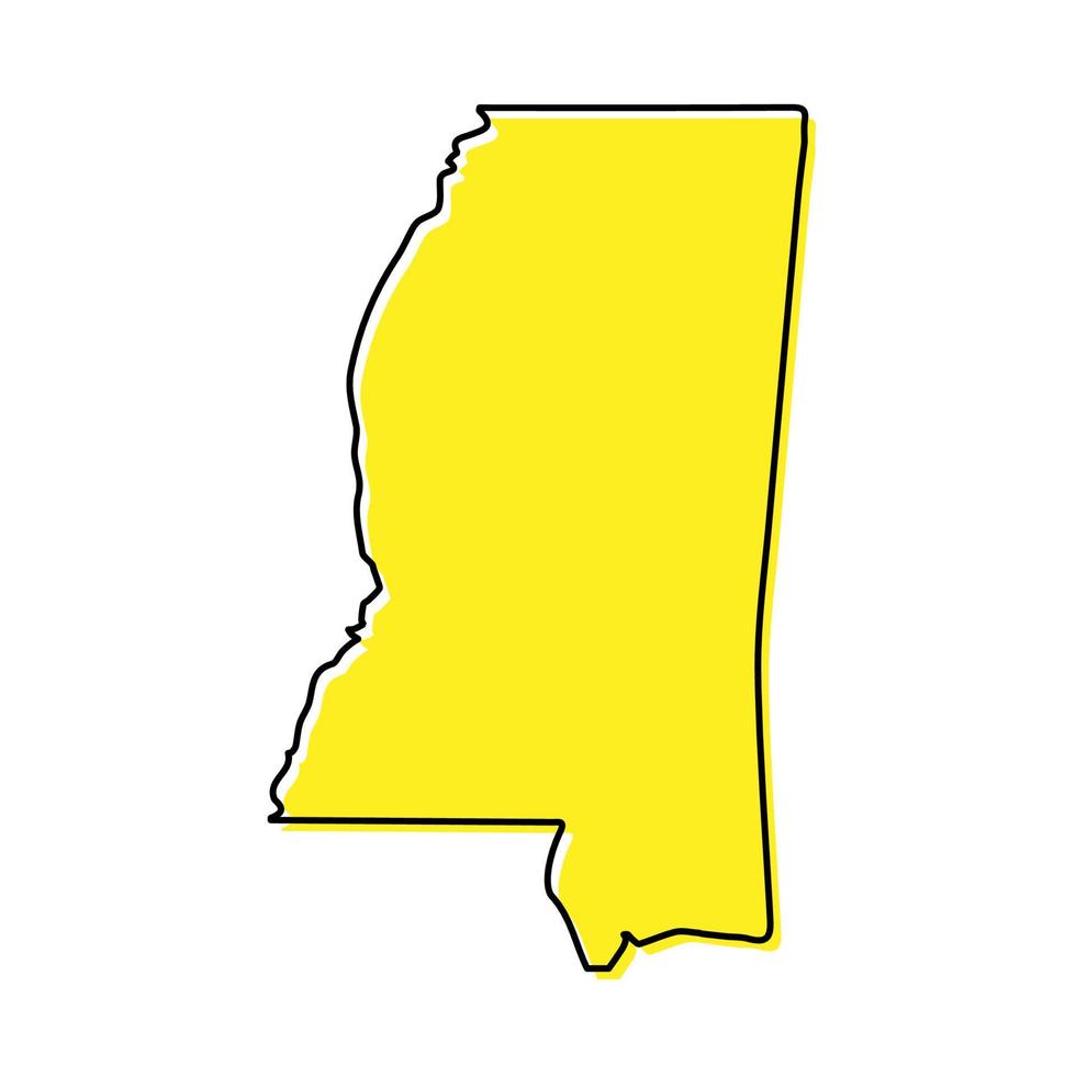 gemakkelijk schets kaart van Mississippi is een staat van Verenigde staten. s vector