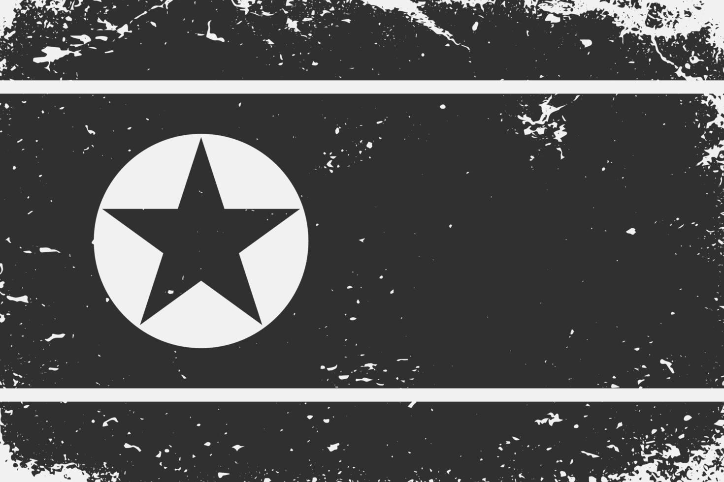 grunge gestileerd zwart en wit vlag noorden Korea. oud wijnoogst terug vector
