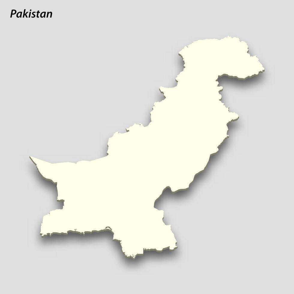 3d isometrische kaart van Pakistan geïsoleerd met schaduw vector