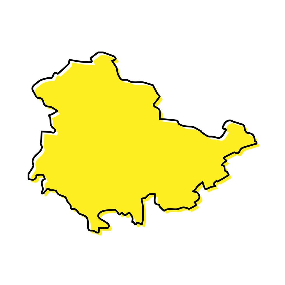 gemakkelijk schets kaart van Thüringen is een staat van duitsland. vector