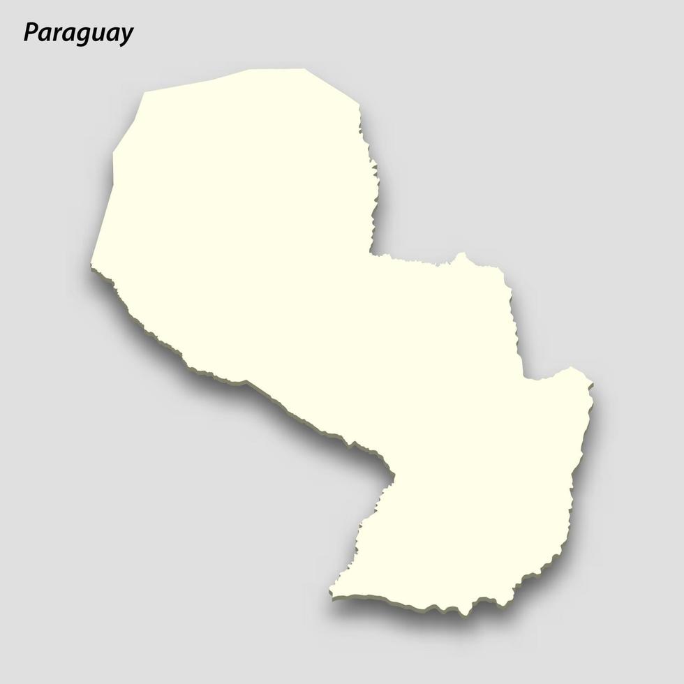 3d isometrische kaart van Paraguay geïsoleerd met schaduw vector