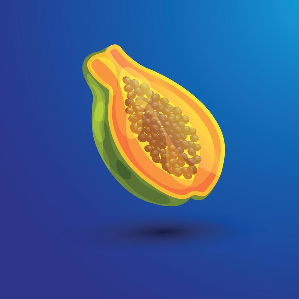 zomer exotisch fruit in tekenfilm stijl. voor de helft van papaja. vector