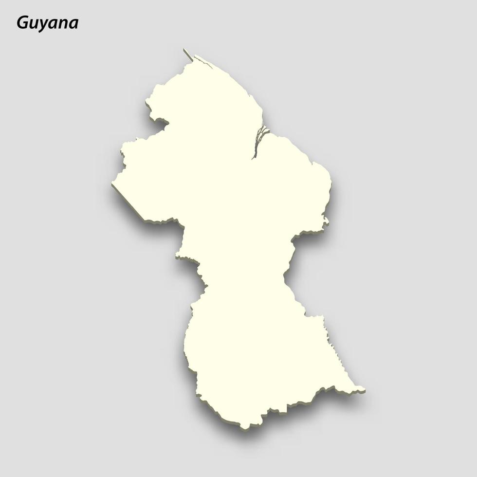 3d isometrische kaart van Guyana geïsoleerd met schaduw vector