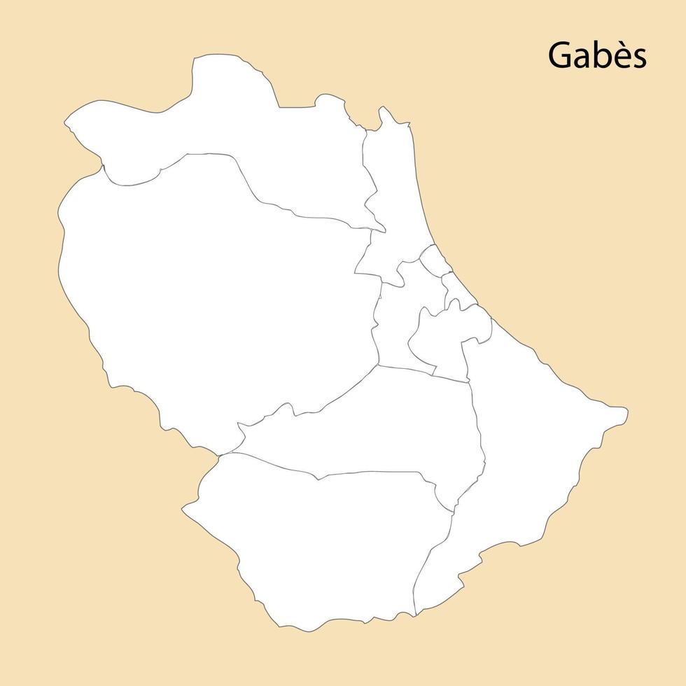 hoog kwaliteit kaart van gabes is een regio van Tunesië vector