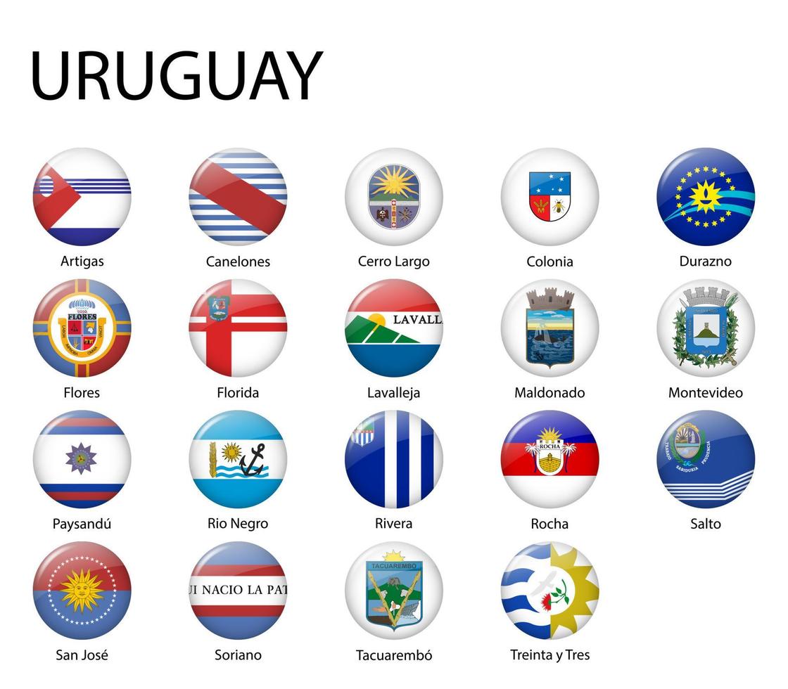 allemaal vlaggen van Regio's van Uruguay sjabloon voor uw ontwerp vector