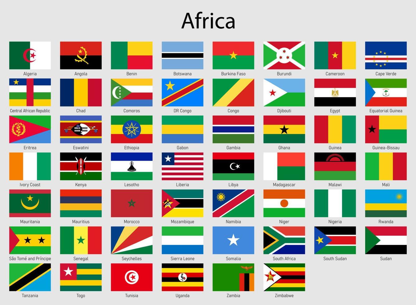 reeks van vlaggen Afrikaanse landen, allemaal Afrika vlag vector