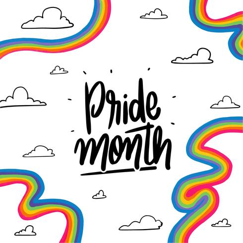 Leuke regenbogen en letters over Pride Month vector