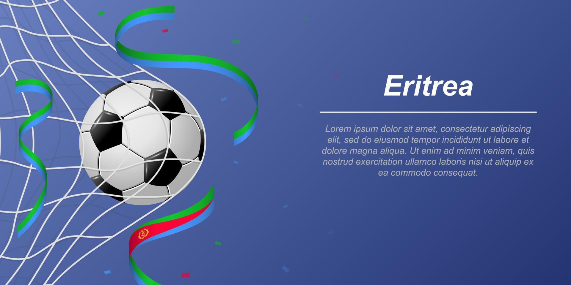 voetbal achtergrond met vliegend linten in kleuren van de vlag van eritrea vector