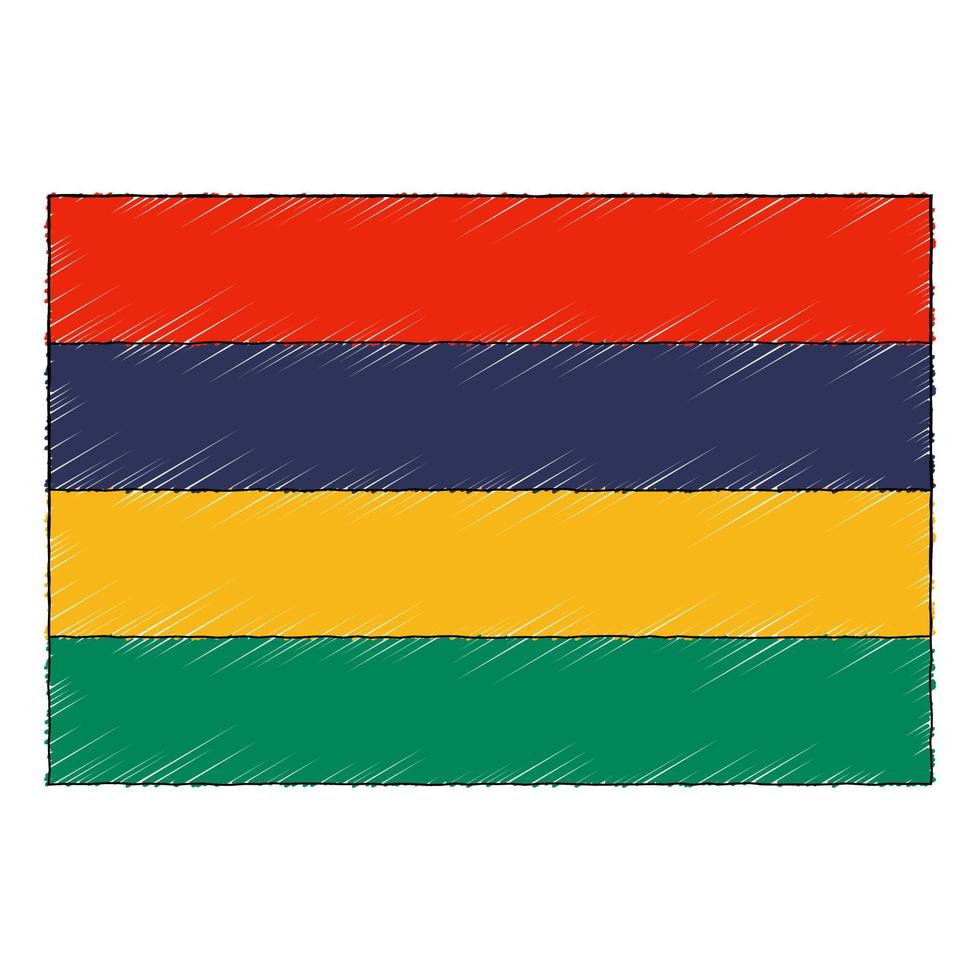 hand- getrokken schetsen vlag van Mauritius. tekening stijl icoon vector