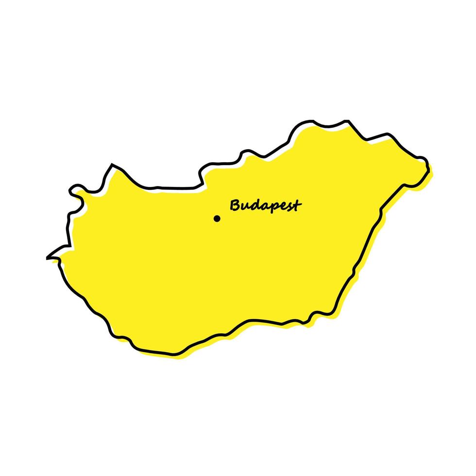 gemakkelijk schets kaart van Hongarije met hoofdstad plaats vector