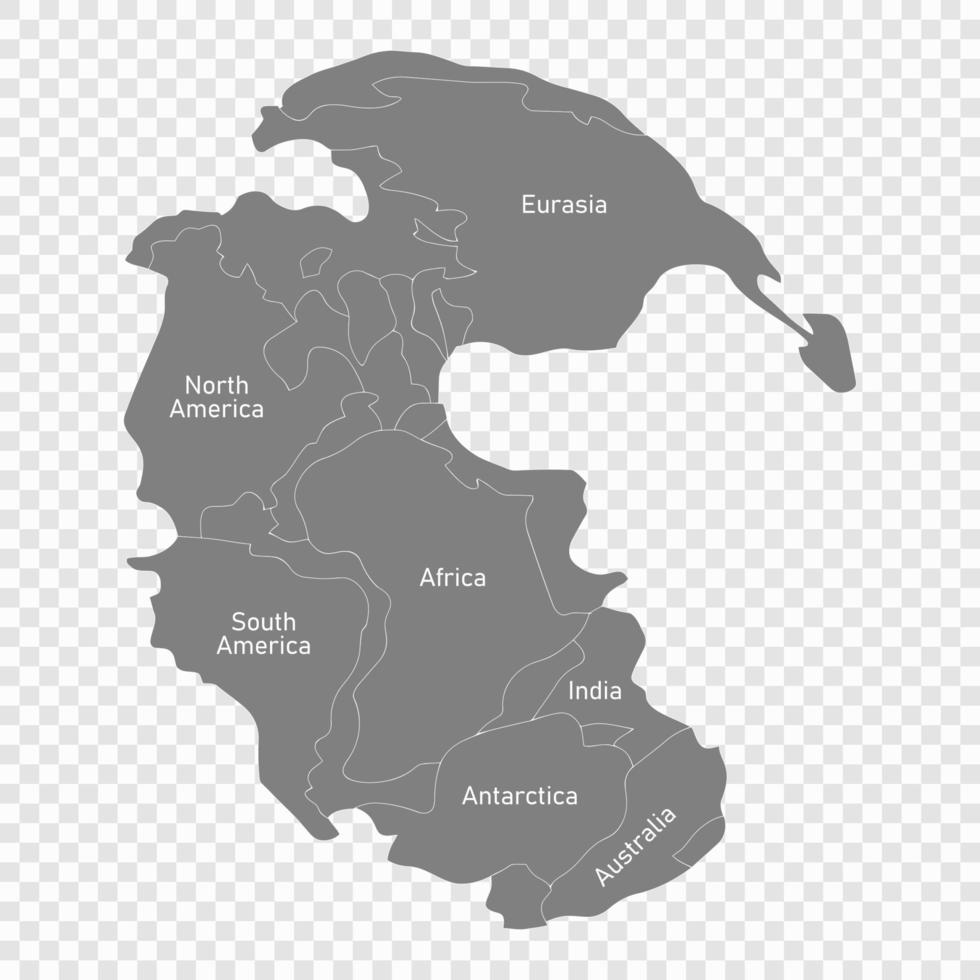 kaart van pangea met borders van continenten sjabloon voor uw ontwerp vector