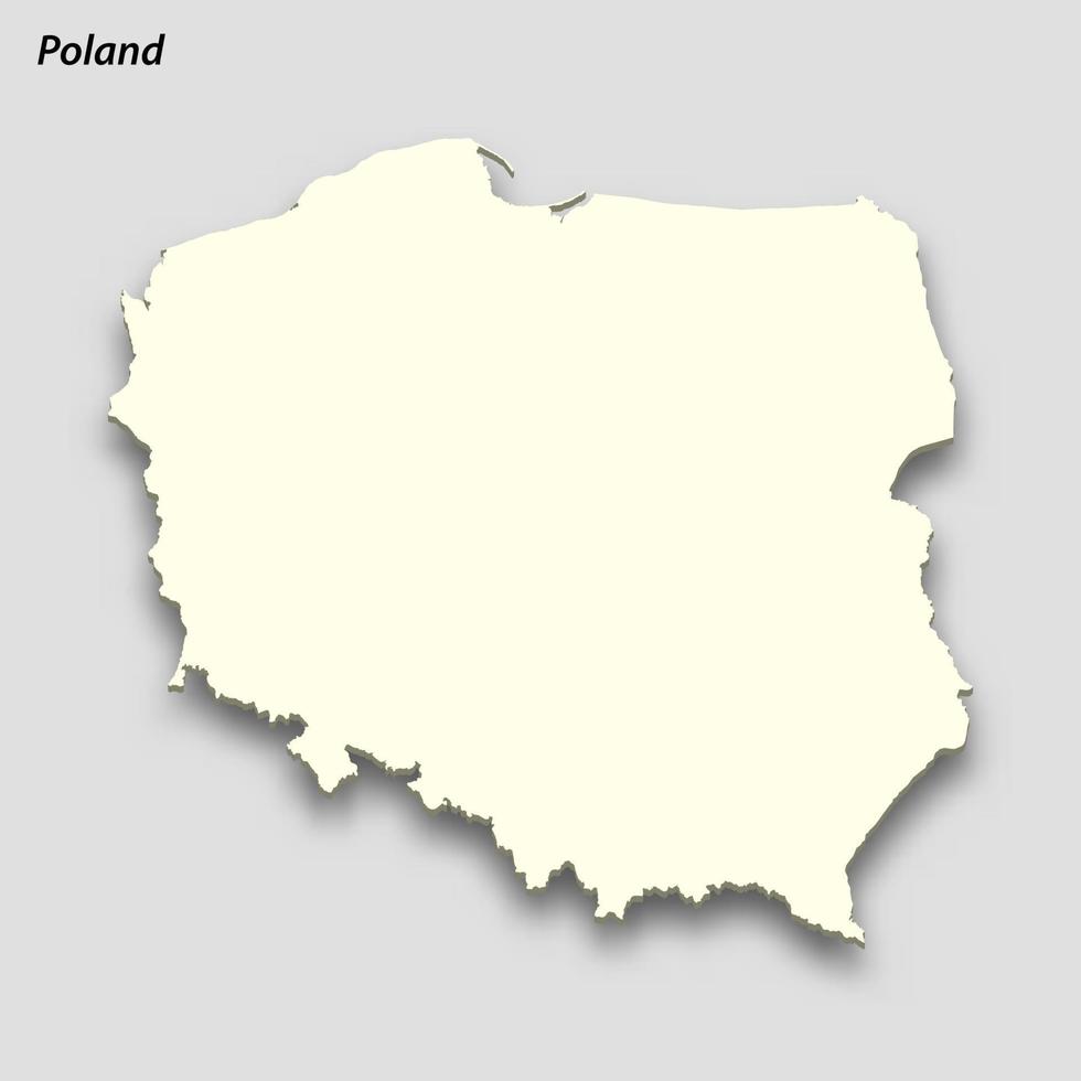 3d isometrische kaart van Polen geïsoleerd met schaduw vector