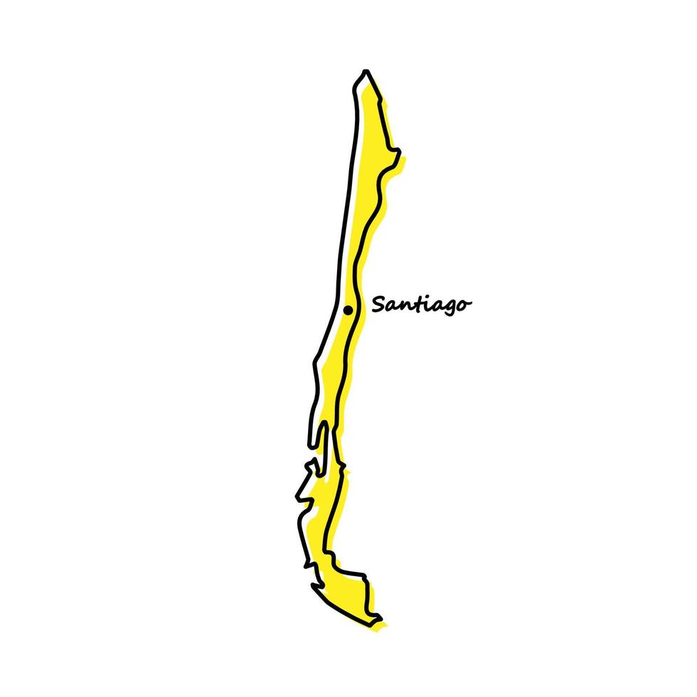 gemakkelijk schets kaart van Chili met hoofdstad plaats vector
