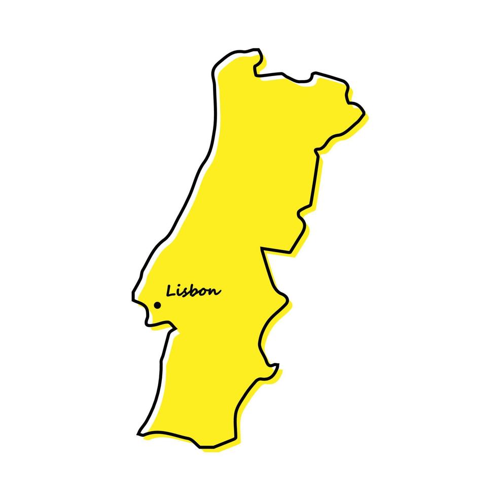 gemakkelijk schets kaart van Portugal met hoofdstad plaats vector
