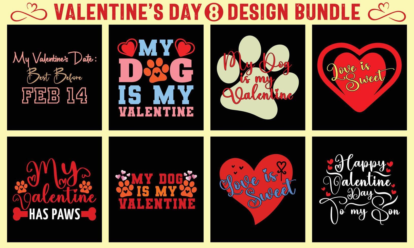 Valentijnsdag dag typografie t-shirt ontwerp bundel vector