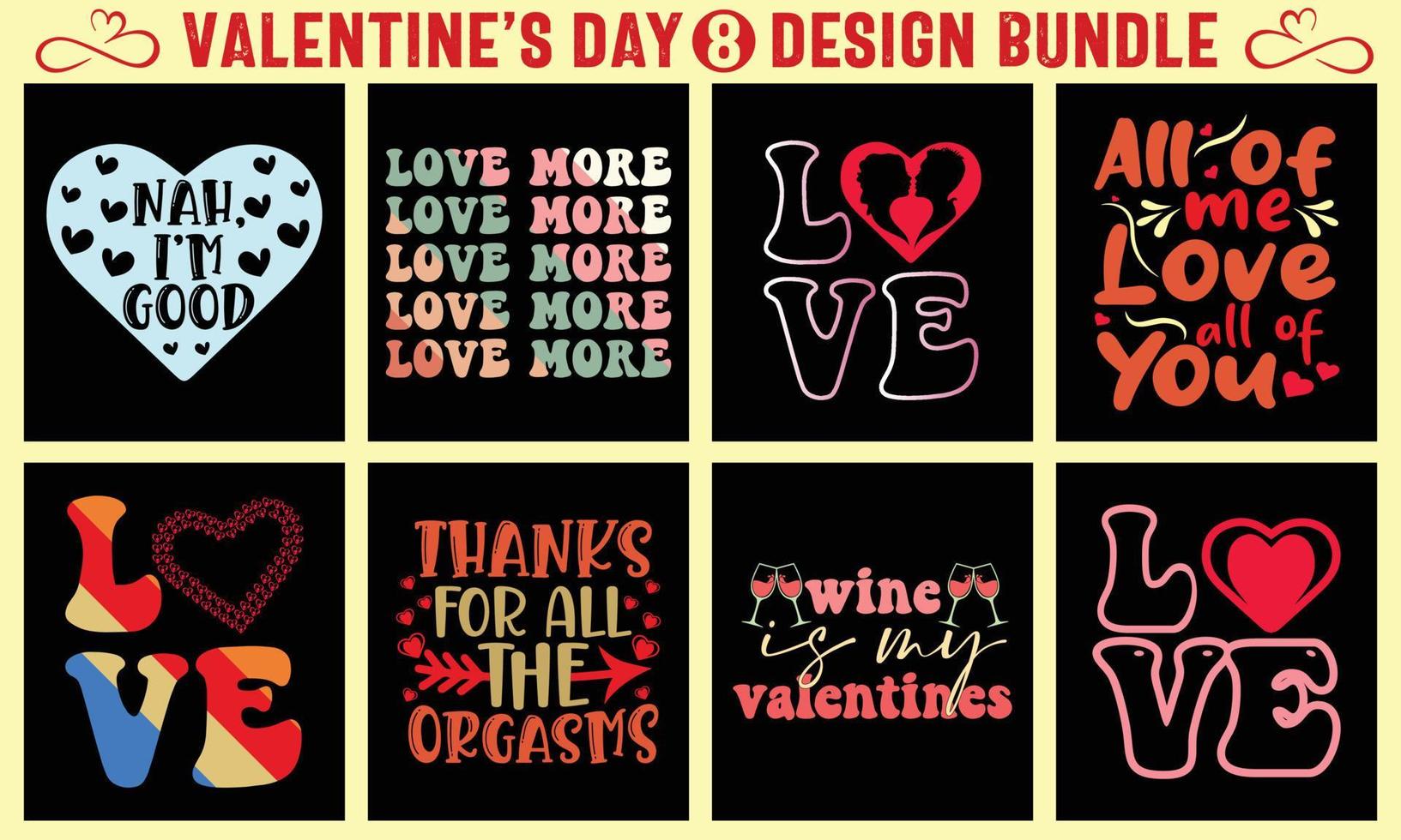 Valentijnsdag dag typografie t-shirt ontwerp bundel vector