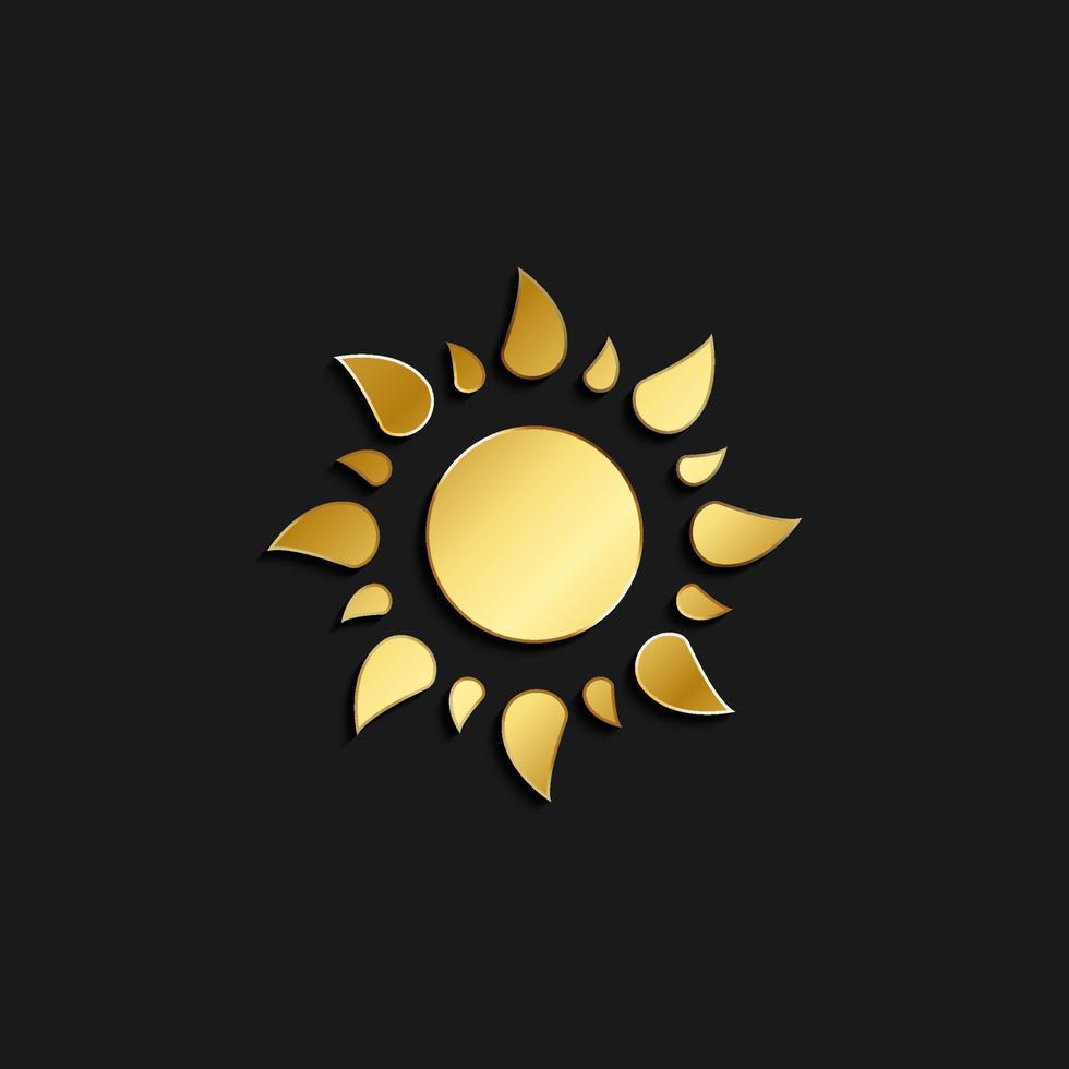 zon goud icoon. vector illustratie van gouden stijl. zomer tijd Aan donker achtergrond .