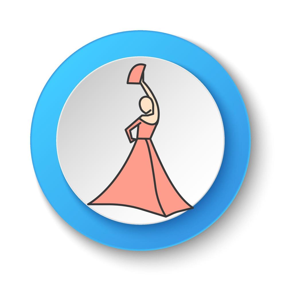 ronde knop voor web icoon, theater, dans, vrouw. knop banier ronde, insigne koppel voor toepassing illustratie Aan wit achtergrond vector