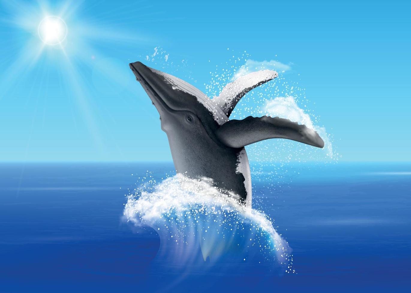 jumping walvis realistisch illustratie vector