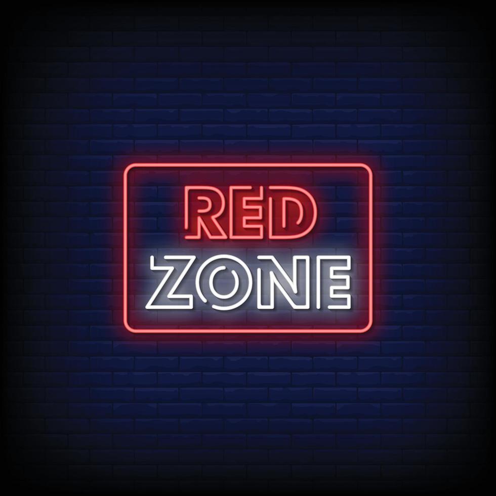 rode zone neonreclames stijl tekst vector