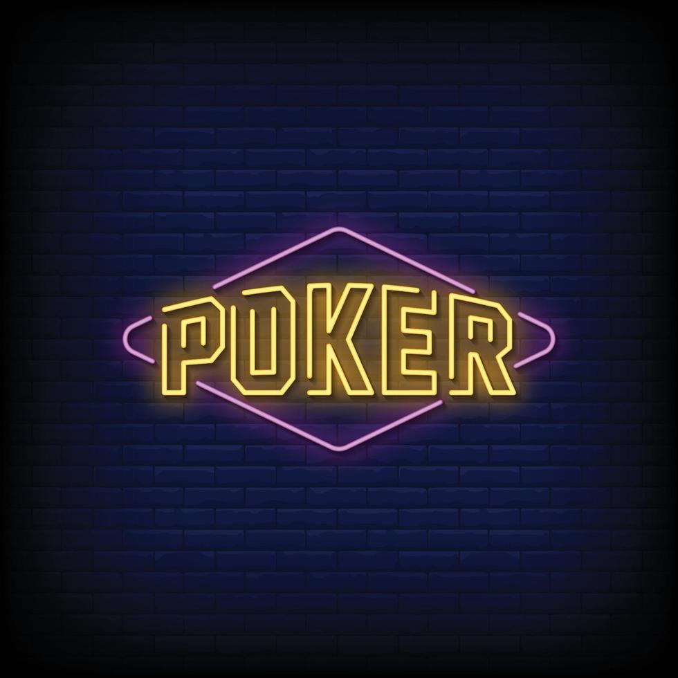 poker neonreclames stijl tekst vector