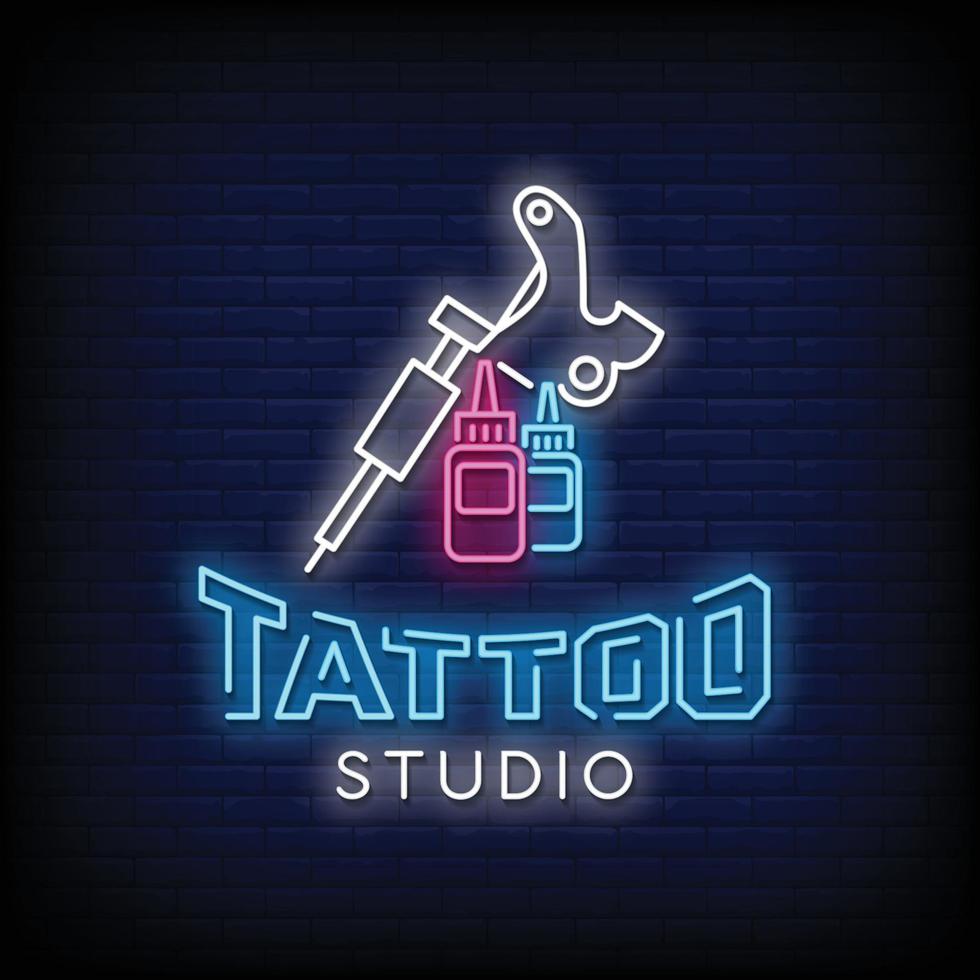 tattoo studio neonreclames stijl tekst vector