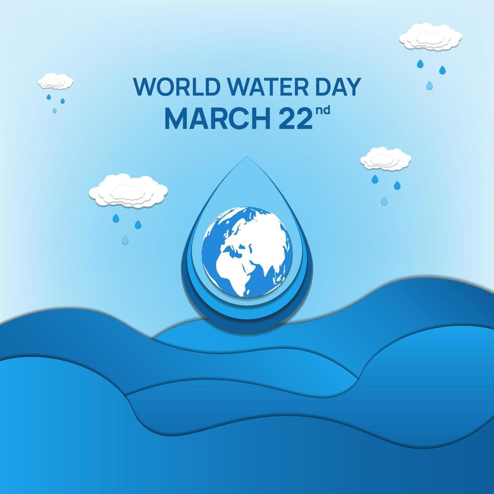 wereld water dag illustratie in sociaal media post plein kader vector
