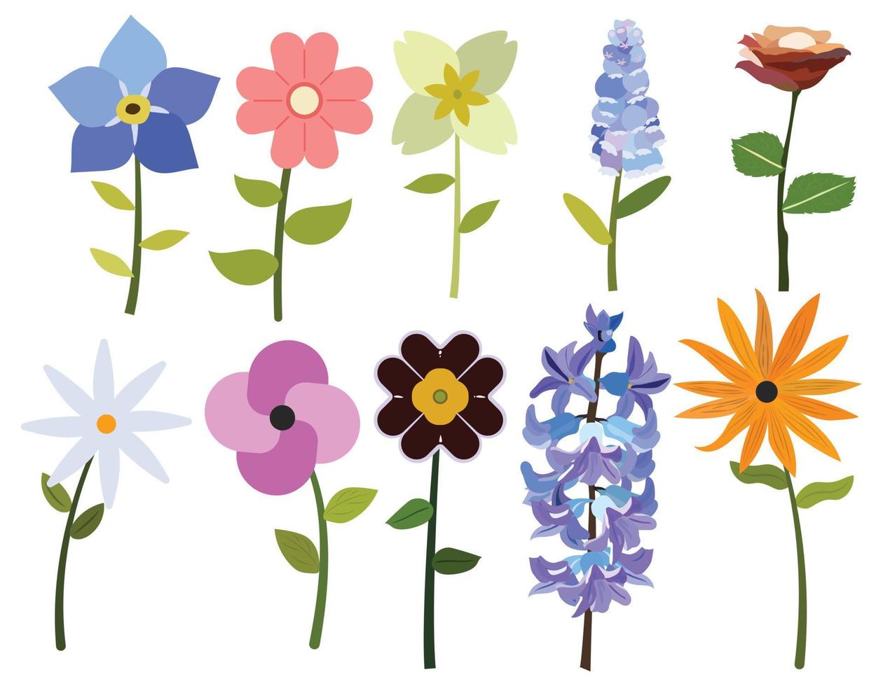 zomer en voorjaar bloemen verzameling. kleurrijk bloemen voor decoratie, kaart, ontwerp, natuur berichten en meer. vector illustratie