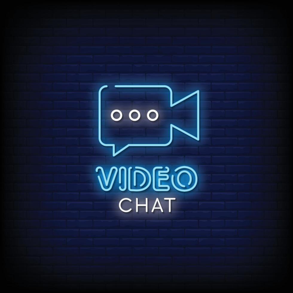 videochat neonreclames stijl tekst vector