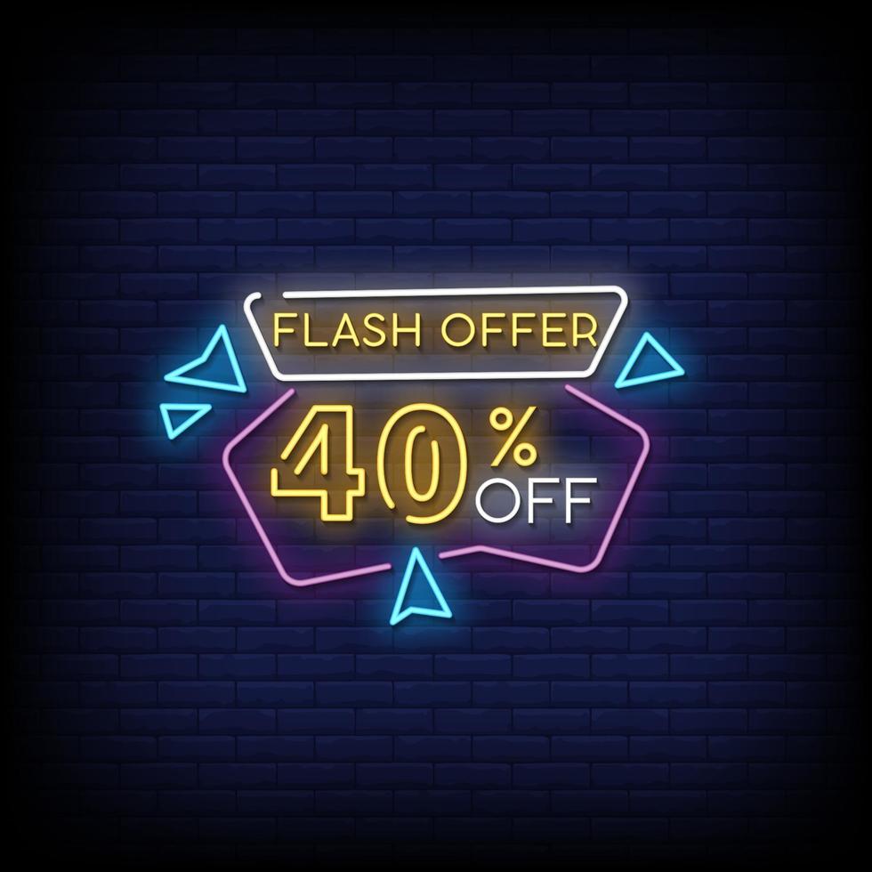 flash aanbieding neonreclame stijl tekst vector