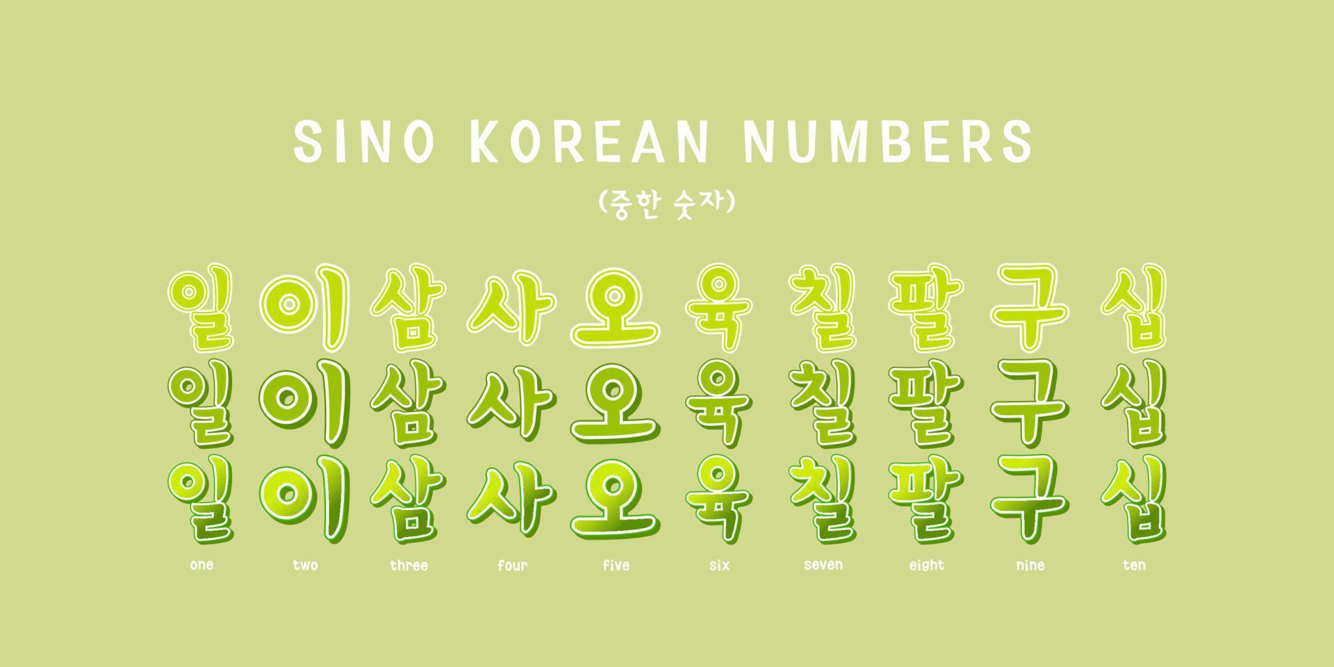 sino Koreaans getallen typografie vector