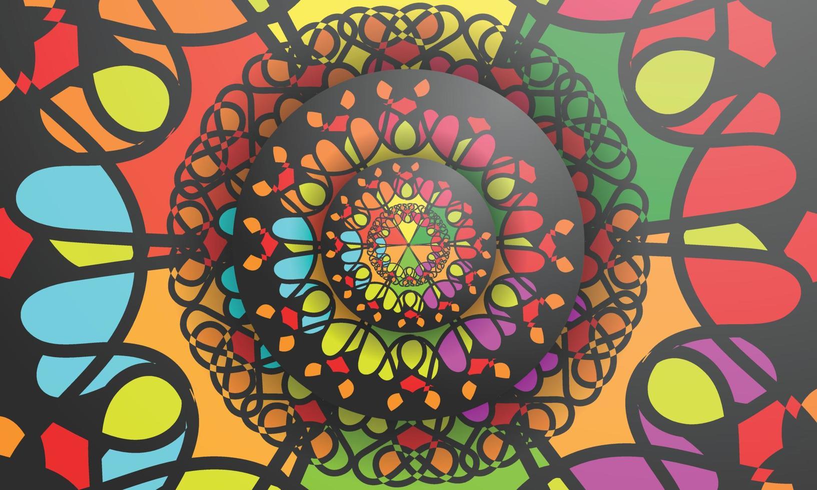 mandala bruiloft kaart, kleurrijk patroon, achtergrond sjabloon vector illustratie